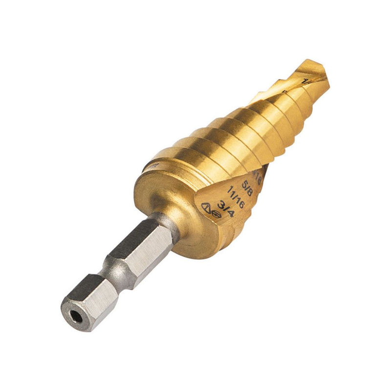 Step Drill Bit, Spiral Double-Fluted, 1/4-Inch to 3/4-Inch, VACO