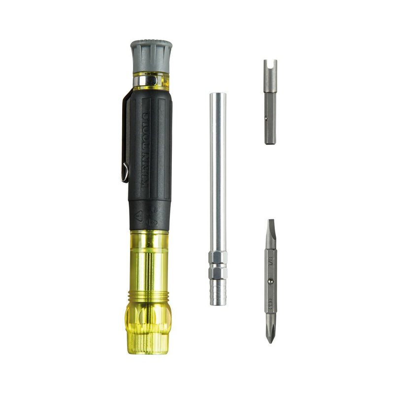 HVAC Pocket Screwdriver, 3-in-1, Phillips, Slotted, Schrader Bits