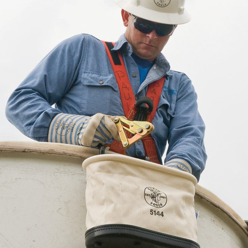 Canvas Bucket, 15-Pocket Aerial Oval Bucket with Hooks