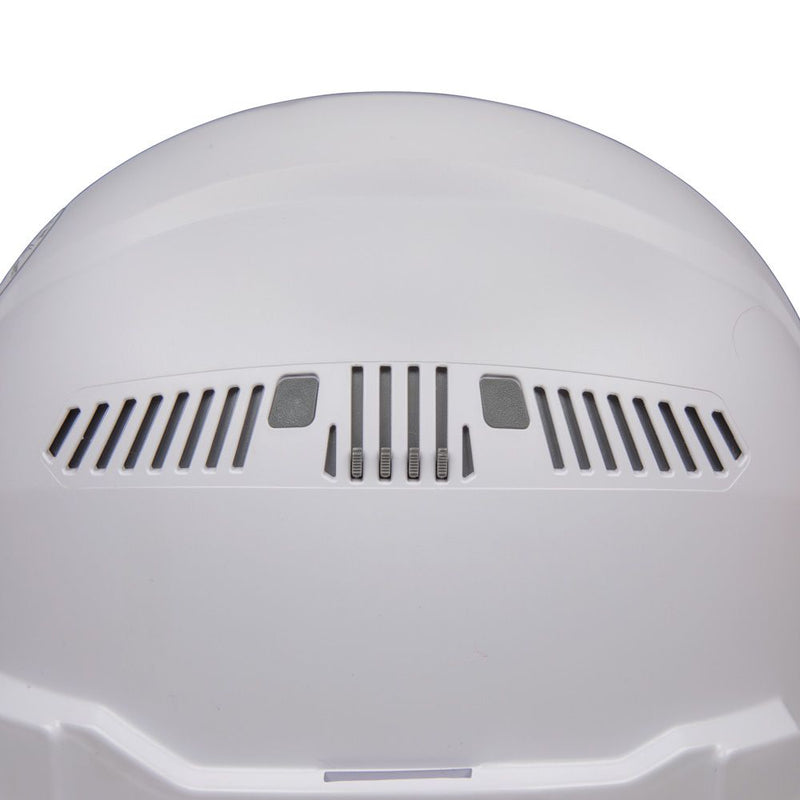 Hard Hat, Vented, Full Brim with Rechargeable Headlamp, White