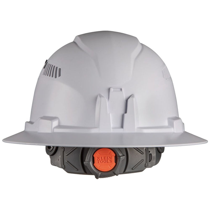 Hard Hat, Vented, Full Brim with Rechargeable Headlamp, White