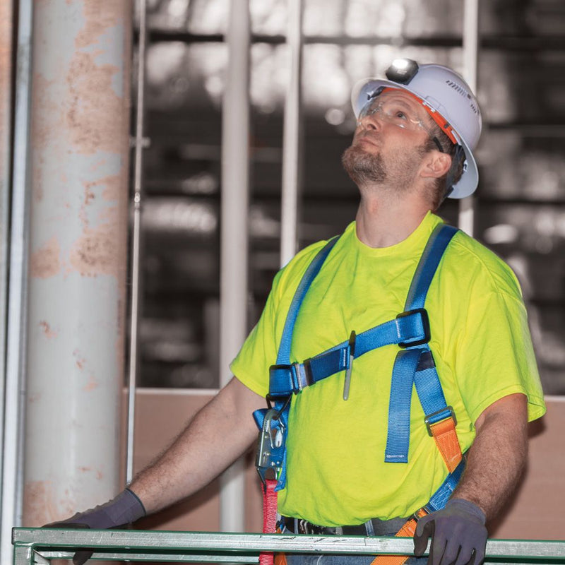 Hard Hat, Vented, Full Brim with Rechargeable Headlamp, White