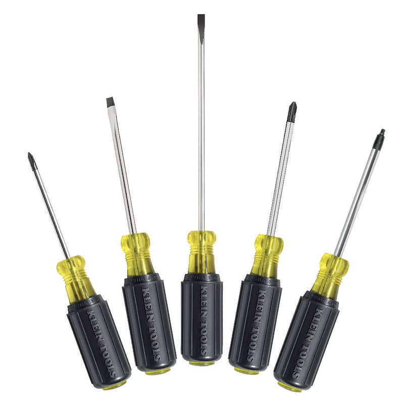 Screwdriver Set, Slotted, Phillips and Square, 5-Piece